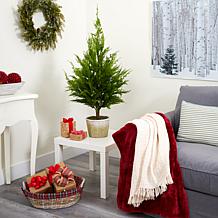 3.5 ft. Cedar Pine Natural Look Artificial Tree in Decorative Planter