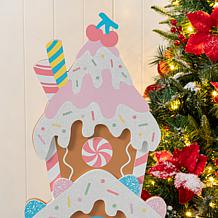 35.25"H Wooden Gingerbread House Porch Decor