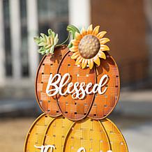 35.5"H Thanksgiving Metal Stacked Pumpkins Yard Stake (KD, Two func...