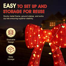 35.75"H Lighted Christmas 3D Fabric Bow with 95 Warm White LED Lights