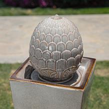 35.75"H Oversized Artichoke Pedestal Outdoor Fountain Pump, LED Light