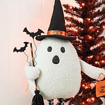 38"H Lighted Halloween Fabric Ghost Standing Decor, With Telescopin...