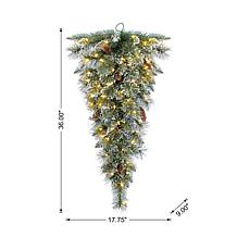 3ft Pre-Lit Frosted Greenery Pinecones Teardrop