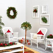 4 ft. Christmas Palm Artificial Tree with 150 Warm White LED Lights