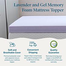 4” Lavender and Gel Memory Foam Mattress Topper, Twin XL