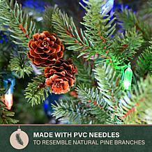 4' Noble Fir Artificial Tree Metallic Urn Base MultiColored LED Lights