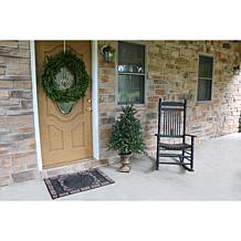 4' Noble Fir Artificial Tree Metallic Urn Base MultiColored LED Lights