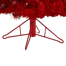 4' Red Flocked Fraser Fir Artificial Christmas Tree with 100 Red Li...