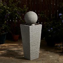 40.25"H Modern Faux Terrazzo Geometric Pedestal Sphere Fountain