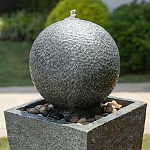 40.25"H Pedestal and Sphere Polyresin Outdoor Fountain Pebbles Pump