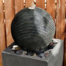 40.5"H Oversized Modern Geometric Pedestal and Sphere Floor Fountain