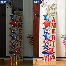 42" Lighted Patriotic Wooden Porch Sign