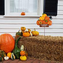 42"H Fall Metal Pumpkins Stack Yard Stake (KD, Two function)