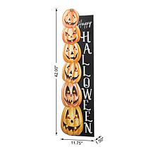 42"H Lighted Halloween Wooden Stacked Pumpkins Porch Sign with Timer