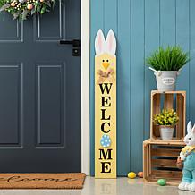 42"H Wooden Double-Sided Easter Welcome Porch Sign with Bunny Ears