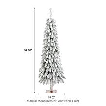 4.5ft Artificial Snowy Downswept Christmas Flocked Tree with Lights