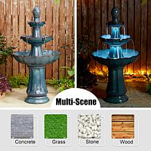 45"H Oversized Turquoise 3-Tiered Outdoor Floor Fountain with Pump