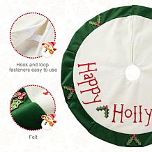 48" D Christmas Felt Happy Holly Days Dimensional Tree Skirt