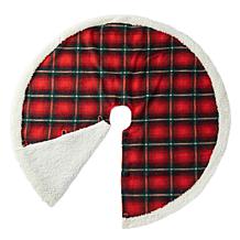48" D Red/Black Plaid Reversible Sherpa/Flannel Christmas Tree Skirt