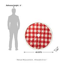 48" D Red/White Plaid Reversible Sherpa/Flannel Christmas Tree Skirt