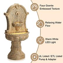 49.25"H Oversized Faux Granite Sculptural Pedestal Polyresin Fountain
