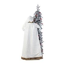 4ft Woodland Santa with 5ft Lighted Flocked Christmas Tree