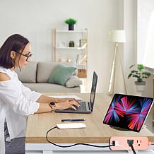 5-Foot Extendable Power Cord with Dual USB + Surge Protector