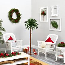 5 ft. Christmas Palm Artificial Tree with 150 Warm White LED Lights