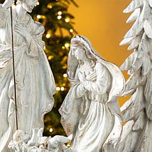 5-piece Resin Holy Family with Christmas Trees