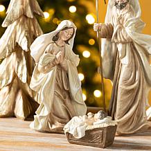 5-piece Resin Holy Family with Christmas Trees