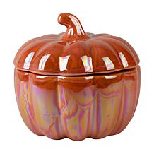 5" Pumpkin Covered Dish - Orange Luster, Set of 2