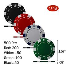 500 Dice Style 11.5 Gram Poker Chip Set