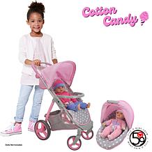 509 Crew Cotton Candy Pink Doll Travel System - Grey & Pink Polka Dot