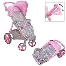 509 Crew Cotton Candy Pink Doll Travel System - Grey & Pink Polka Dot