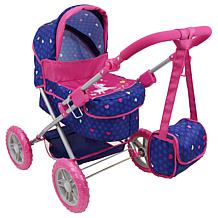 509 Crew Unicorn Doll Pram- Retractable Canopy, Cup Holder & Carry Bag