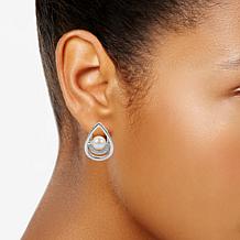 5.5-6mm Cultured Freshwater Pearl and Topaz Double Pear Earrings