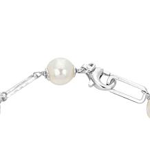 6-7mm Cultured Pearl Sterling Silver Paperclip-Link 7-1/2" Bracelet