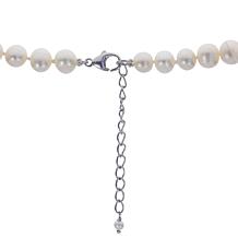 6-8mm Cultured Pearl and Created White Sapphire Bow Necklace