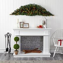 6' Artificial Christmas Swag with 50 LED Lights, Berries and Pine C...