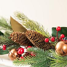 6' Christmas Bell, Pinecone & Berry Bow Garland