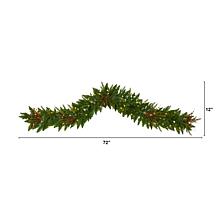 6' Christmas Pine Artificial Garland with 50 Warm White LED Lights ...