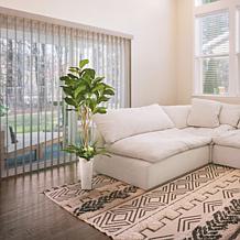 6 ft. Artificial Fiddle Leaf Ficus Tree with White Decorative Pot