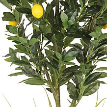 6 ft. Artificial Lemon Tree with White Decorative Pot