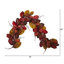 6 Ft. Autumn Magnolia Leaf with Berries Artificial Garland
