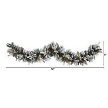 6 ft. Flocked Mixed Pine Artificial Christmas Garland with 50 LED L...