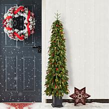 6' Pre-lit Green Artificial Christmas Porch Tree w/ Warm White Lights