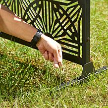 6ft Black Galvanized Steel Floral Pattern Privacy Screen Fence