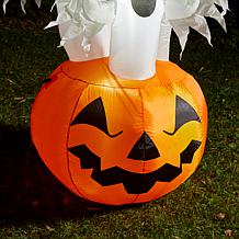 6ft Lighted 3 Ghosts In Jack-O-Lantern Pumpkin with Scream Inflatab...