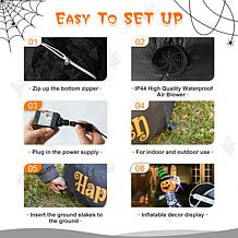 6ft Lighted Halloween Jack-O-Lantern Skeleton Rotating Inflatable D...