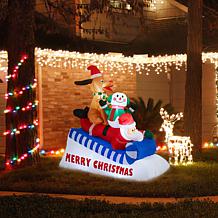6FT Lighted Inflatable Holiday Decoration with Santa & Friends